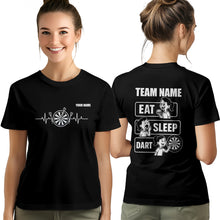 Load image into Gallery viewer, Eat Sleep Darts T-Shirt For Women – Funny Darts Team Shirt | Custom Darts Apparel Uniform | Black TDM3922
