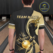 Load image into Gallery viewer, Custom Black And Gold Splatter Bowling Shirt For Men, Bowling League Jerseys Team Polo &amp; 1/4 Zip TDM6417