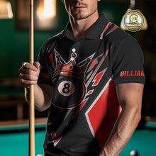 Load image into Gallery viewer, Customized 8 Ball Pool Crown Men Billiard Shirts, Red And Black Billiard Team Shirts, Pool Jersey TDM4079