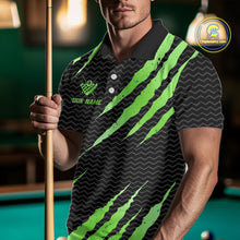 Load image into Gallery viewer, Black And Green Scratch Billiard Shirts For Men Custom 8 Ball Crown Pool Team Jersey Polo &amp; 1/4 Zip TDM6623