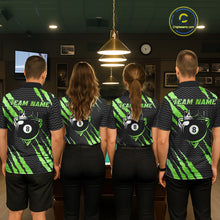 Load image into Gallery viewer, Black And Green Scratch Billiard Shirts For Men Custom 8 Ball Crown Pool Team Jersey Polo &amp; 1/4 Zip TDM6623