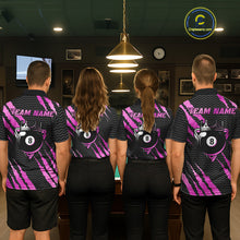 Load image into Gallery viewer, Pink And Black Scratch Billiard Shirts For Men Custom 8 Ball Crown Pool Team Jersey Polo &amp; 1/4 Zip TDM6624