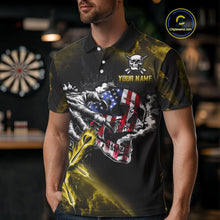 Load image into Gallery viewer, Fire Flame Darts Board American Flag Skull Dart Shirts For Men Custom Darts Team Jerseys |Yellow TDM4268