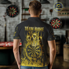 Load image into Gallery viewer, Fire Flame Darts Board American Flag Skull Dart Shirts For Men Custom Darts Team Jerseys |Yellow TDM4268
