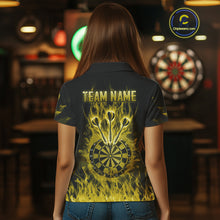 Load image into Gallery viewer, Fire Flame Darts Board American Flag Skull Dart Shirts For Women Custom Darts Team Jerseys |Yellow TDM4268