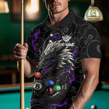 Load image into Gallery viewer, Personalized 8 Ball Dragon Billiard Shirt For Men, Billiard Team Jersey Polo &amp; 1/4 Zip |Purple TDM5111