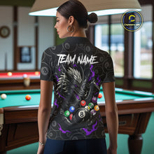 Load image into Gallery viewer, Personalized 8 Ball Dragon Billiard Shirt For Women, Billiard Team Jersey Polo &amp; 1/4 Zip |Purple TDM5111