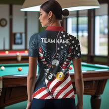 Load image into Gallery viewer, American Flag Eagle 8 Ball &amp; 9 Ball Billiard Shirts For Women Custom Patriotic Cool Billiard Jerseys TDM3094
