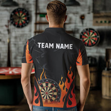 Load image into Gallery viewer, Black And Orange Flame Dart Shirt For Men Custom Dart Jersey Pocket Option TDM3806