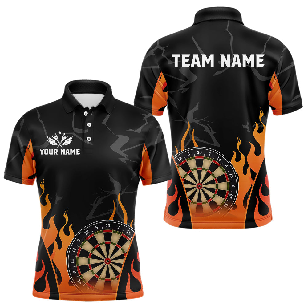 Black And Orange Flame Dart Shirt For Men Custom Dart Jersey Pocket Option TDM3806