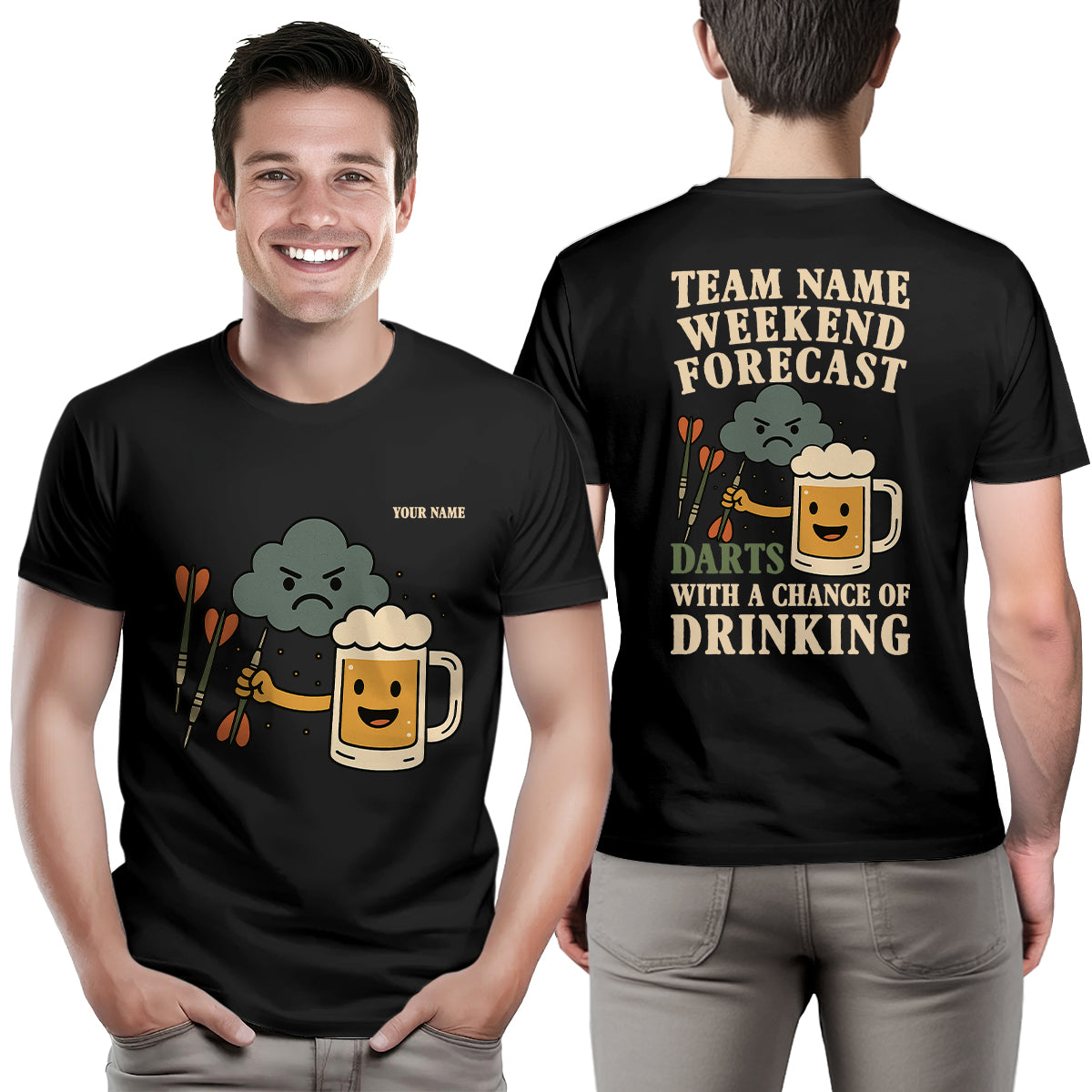 Weekend Forecast Darts With A Chance Of Drinking Funny T-Shirts Custom Darts Player Shirt Gifts TDM3925