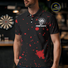 Load image into Gallery viewer, Black And Red Paint Skull Dart Shirts For Men Custom Dart Jerseys, Darts Team Shirt Polo &amp; 1/4 Zip TDM4086