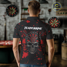 Load image into Gallery viewer, Black And Red Paint Skull Dart Shirts For Men Custom Dart Jerseys, Darts Team Shirt Polo &amp; 1/4 Zip TDM4086