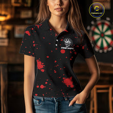 Load image into Gallery viewer, Black And Red Paint Skull Dart Shirts For Women Custom Dart Jersey, Darts Team Shirt Polo &amp; 1/4 Zip TDM4086