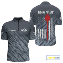 Load image into Gallery viewer, American Flag Grey Grunge Darts Polo &amp; Quarter Zip Custom Dart Shirt For Men Patriotic Dart Jersey TDM4699