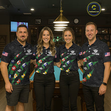 Load image into Gallery viewer, Custom Green 8 Ball Pool Scratch Billiard Shirt For Men, Black Billiard Team Jersey Polo &amp; 1/4 Zip TDM6435