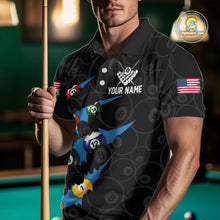 Load image into Gallery viewer, Custom Blue 8 Ball Pool Scratch Billiard Shirt For Men, Black Billiard Team Jersey Polo &amp; 1/4 Zip TDM6436