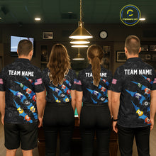 Load image into Gallery viewer, Custom Blue 8 Ball Pool Scratch Billiard Shirt For Men, Black Billiard Team Jersey Polo &amp; 1/4 Zip TDM6436