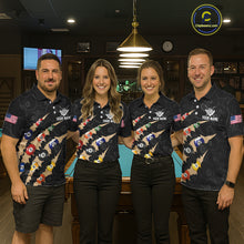 Load image into Gallery viewer, Custom Tan 8 Ball Pool Scratch Billiard Shirt For Women, Black Billiard Team Jersey Polo &amp; 1/4 Zip TDM6438