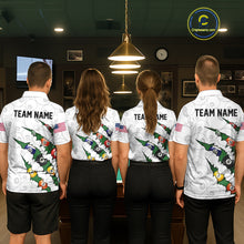 Load image into Gallery viewer, Custom Green 8 Ball Pool Scratch Billiard Shirt For Women, White Billiard Team Jersey Polo &amp; 1/4 Zip TDM6440