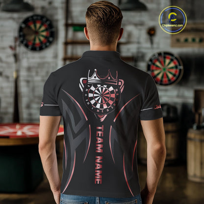 Black And Red Dartboard Crown Dart Shirts For Men Custom Dart Jersey Team Polo & Quarter Zip TDM4091