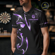 Load image into Gallery viewer, Black And Purple Dartboard Crown Dart Shirts For Men Custom Dart Jersey Team Polo &amp; Quarter Zip TDM4092