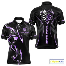 Load image into Gallery viewer, Black And Purple Dartboard Crown Dart Shirts For Men Custom Dart Jersey Team Polo &amp; Quarter Zip TDM4092