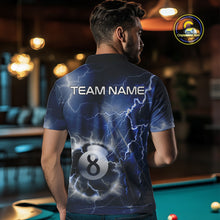 Load image into Gallery viewer, Personalized Blue Thunder Lightning 8 Ball Billiard Shirt For Men Custom Pool Team Jerseys TDM4462