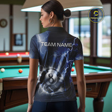 Load image into Gallery viewer, Personalized Blue Thunder Lightning 8 Ball Billiard Shirt For Women Custom Pool Team Jerseys TDM4462