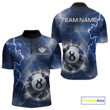 Load image into Gallery viewer, Personalized Blue Thunder Lightning 8 Ball Billiard Shirt For Men Custom Pool Team Jerseys TDM4462