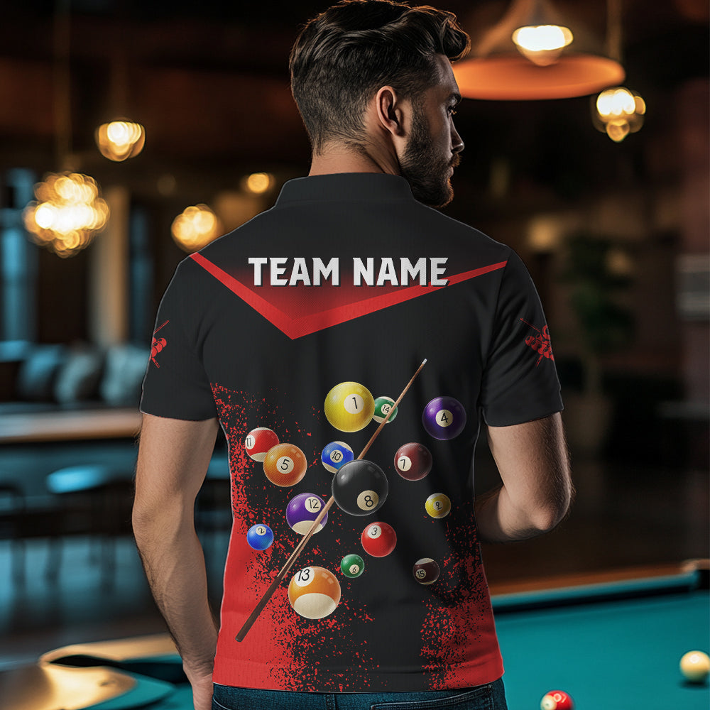 Personalized Grunge Red Black 3D Pool Balls Men Billiard Shirts Custom Billiard Jerseys For Team TDM3512