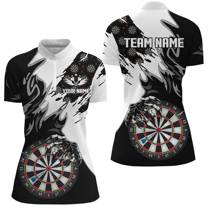 Personalized Black White Darts Board Claws Women Polo & 1/4 Zip Shirts Custom Darts Team Jerseys TDM1550