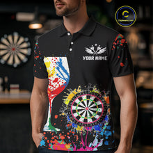 Load image into Gallery viewer, Personalized Colorful Splash Dart Shirts For Men, Funny Wine Glass Custom Darts Jersey Outfit TDM4099