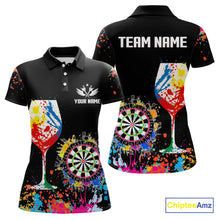 Load image into Gallery viewer, Personalized Colorful Splash Dart Shirts For Women, Funny Wine Glass Custom Darts Jersey Outfit TDM4099