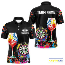 Load image into Gallery viewer, Personalized Colorful Splash Dart Shirts For Men, Funny Wine Glass Custom Darts Jersey Outfit TDM4099