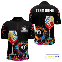 Load image into Gallery viewer, Personalized Colorful Splash 8 Ball Billiard Shirts For Men, Funny Wine Glass Custom Pool Jerseys TDM4100