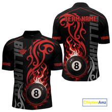 Load image into Gallery viewer, Black And Red Tribal Flame 8 Ball Pool Billiards Shirts For Men Custom Pool Team Jerseys TDM4101