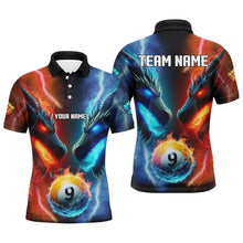 Load image into Gallery viewer, Personalized Water Fire 3D Dragon 9 Ball Pool Billiard Shirts For Men, Team League Billiard Jersey TDM2396