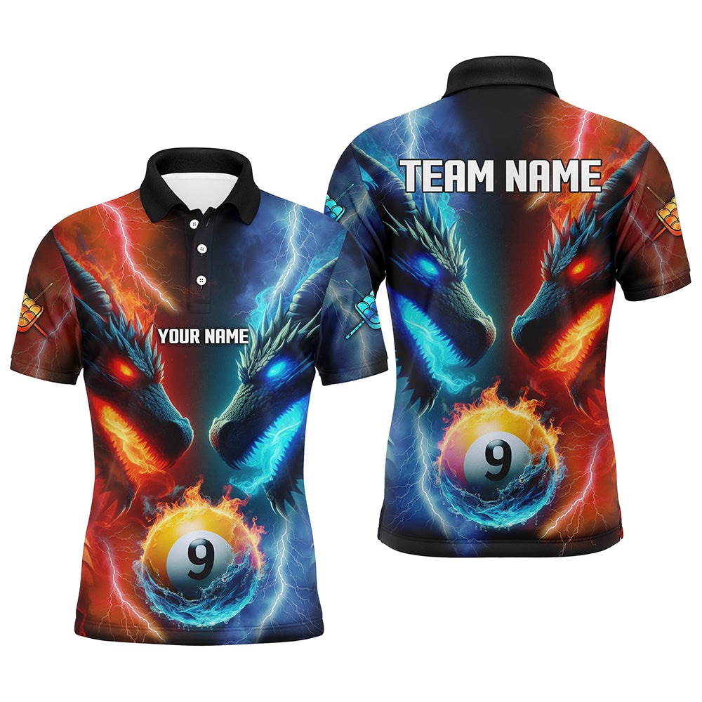 Personalized Water Fire 3D Dragon 9 Ball Pool Billiard Shirts For Men, Team League Billiard Jersey TDM2396