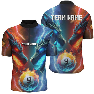 Personalized Water Fire 3D Dragon 9 Ball Pool Billiard Shirts For Men, Team League Billiard Jersey TDM2396