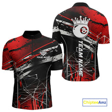 Load image into Gallery viewer, Black And Red 8 Ball Crown Men&#39;s Billiard Shirts Custom Billiards Jerseys, Pool League Team Shirts TDM5131