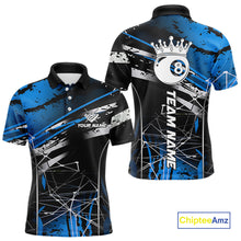 Load image into Gallery viewer, Black And Blue 8 Ball Crown Men&#39;s Billiard Shirts Custom Billiards Jerseys, Pool League Team Shirt TDM5133