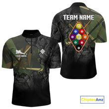 Load image into Gallery viewer, Personalized 9 Ball Pool Shirt For Men Custom Black And Military Green Billiard Team Jersey  TDM5136