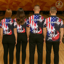 Load image into Gallery viewer, Custom Grunge American Flag Bowling Shirt For Men, Patriotic Bowling Jersey Team Polo &amp; 1/4 Zip TDM6227