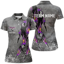 Load image into Gallery viewer, Custom Ball 8 Grey Grunge Billiard Shirts For Women Best Custom Team Name Billiard Jerseys |Purple TDM1560