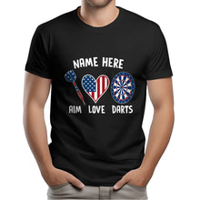 Load image into Gallery viewer, Aim Love Darts American Flag Dart T-Shirts Custom Patriotic Dart Shirts, Gifts For Dart Player TDM3949