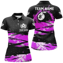 Load image into Gallery viewer, Custom Purple Grunge Billiard 8 Ball Jerseys Shirts For Women, Personalized Billiard Pool Player Gift TDM1940