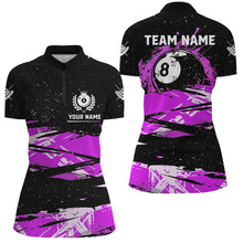 Load image into Gallery viewer, Custom Purple Grunge Billiard 8 Ball Jerseys Shirts For Women, Personalized Billiard Pool Player Gift TDM1940
