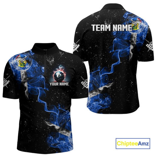 Personalized Grunge Las Vegas Flag Smoke Billiard Shirt For Men Custom 8 Ball Pool Team Jerseys TDM4288