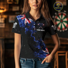 Load image into Gallery viewer, Customized Grunge New Zealand Flag Smoke Darts Polo &amp; 1/4 Zip, Patriotic Darts Jerseys For Women TDM4289